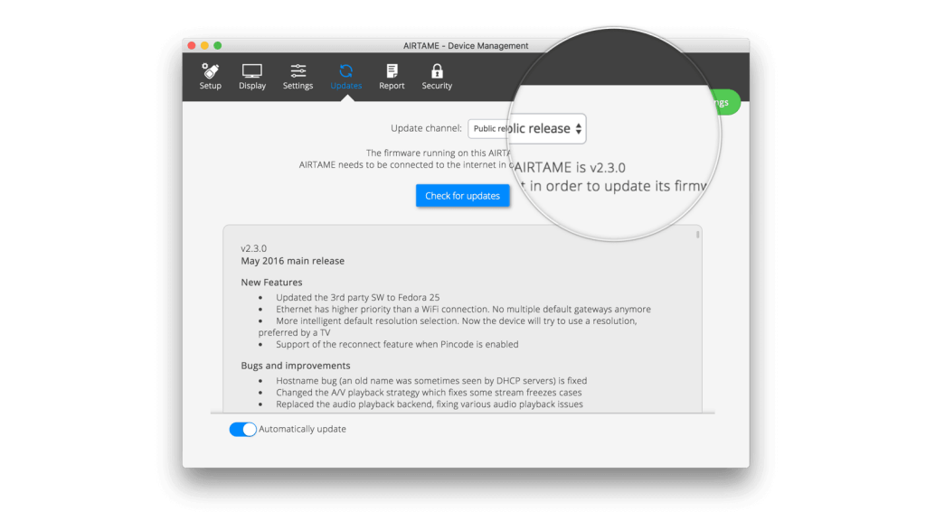 airtame device update firmware 2 3 2x 1