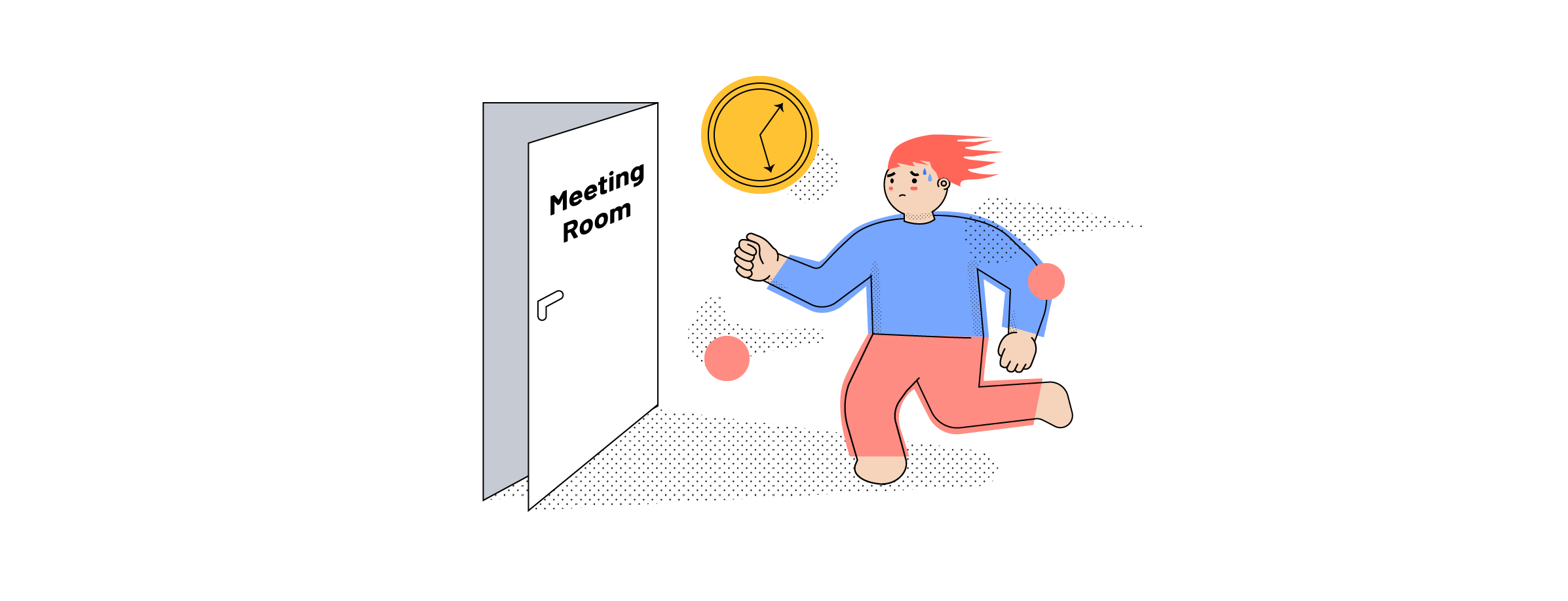 Person running to a business meeting