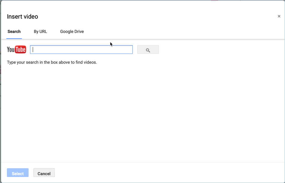 Screenshot from Google Slides showing how to embed YouTube videos in your presentations