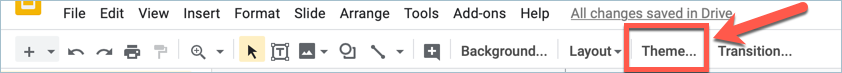 Screenshot from Google Slides showing how to add themes on your presentations