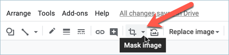Screenshot from Google Slides showing how to mask images