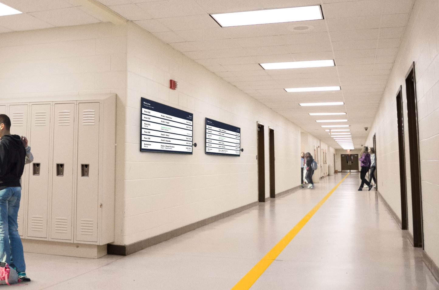 Education Hallway yellow line 3